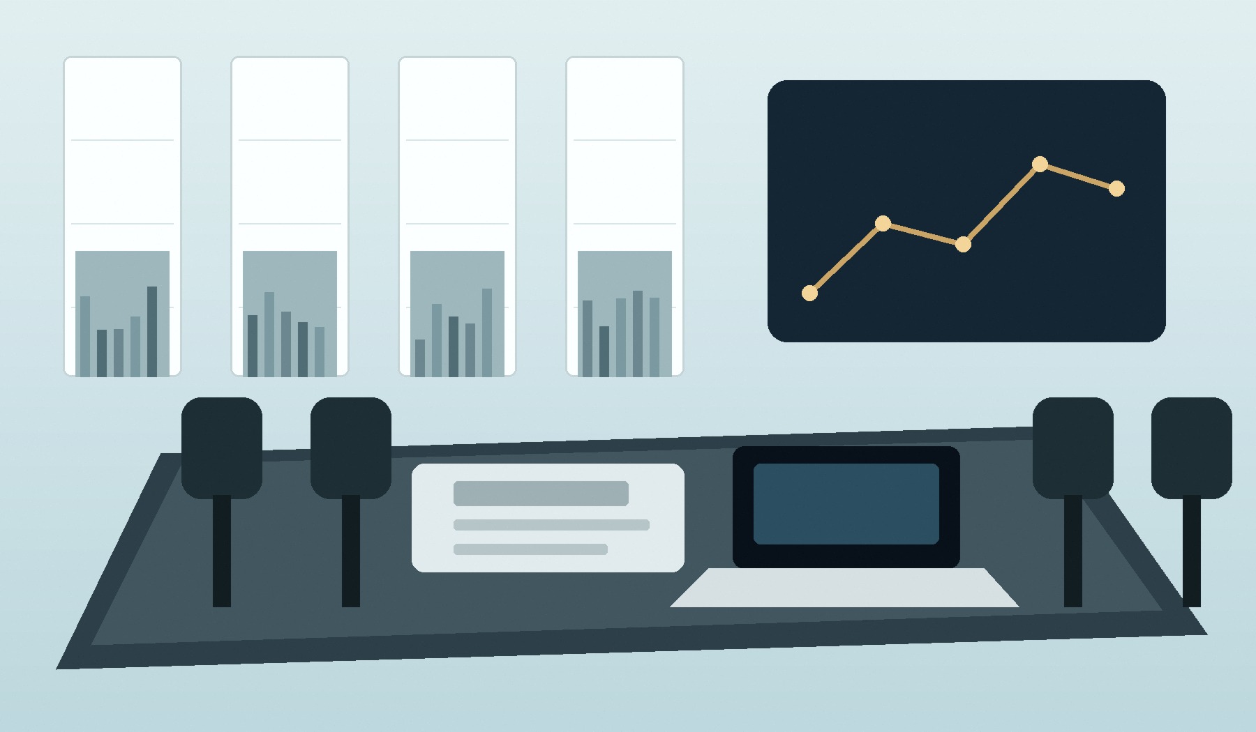 Premium consulting boardroom with strategy display